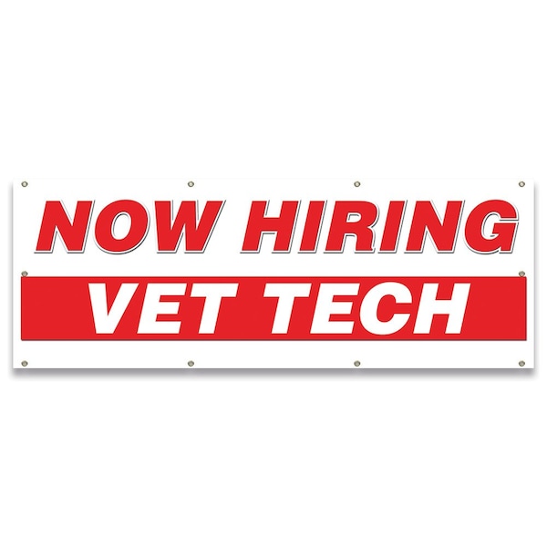 Now Hiring Vet Tech Banner Apply Inside Accepting Application Single Sided